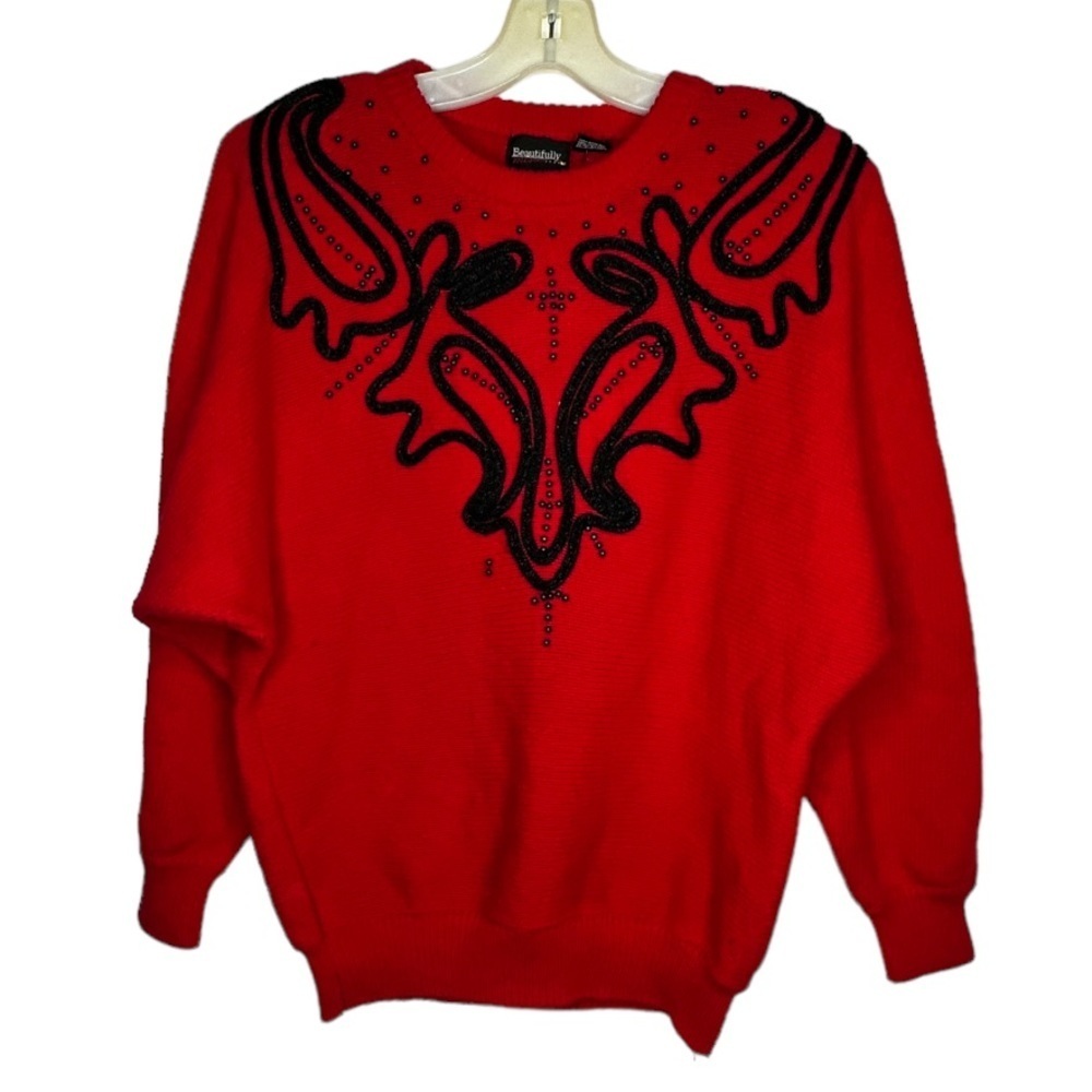 Vintage Beautifully Mine Red Beaded Sweater